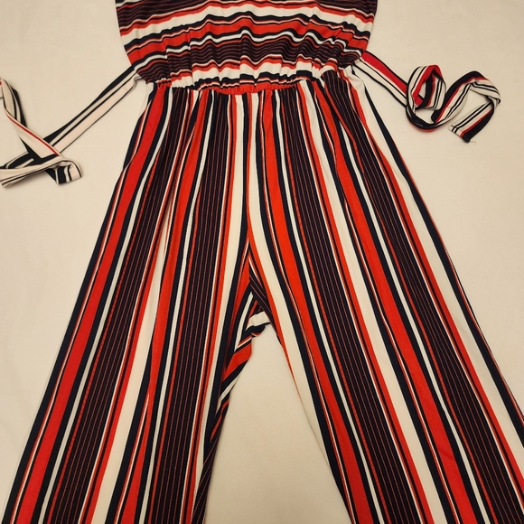 Striped Stretchy Sleeveless Jumpsuit - Picture 7 of 10
